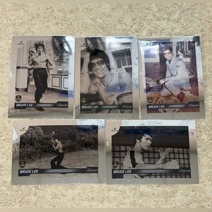 All 5 Bruce Lee Dragon 2024 Silver Chrome Refractor MMA Movie Cards BV $50